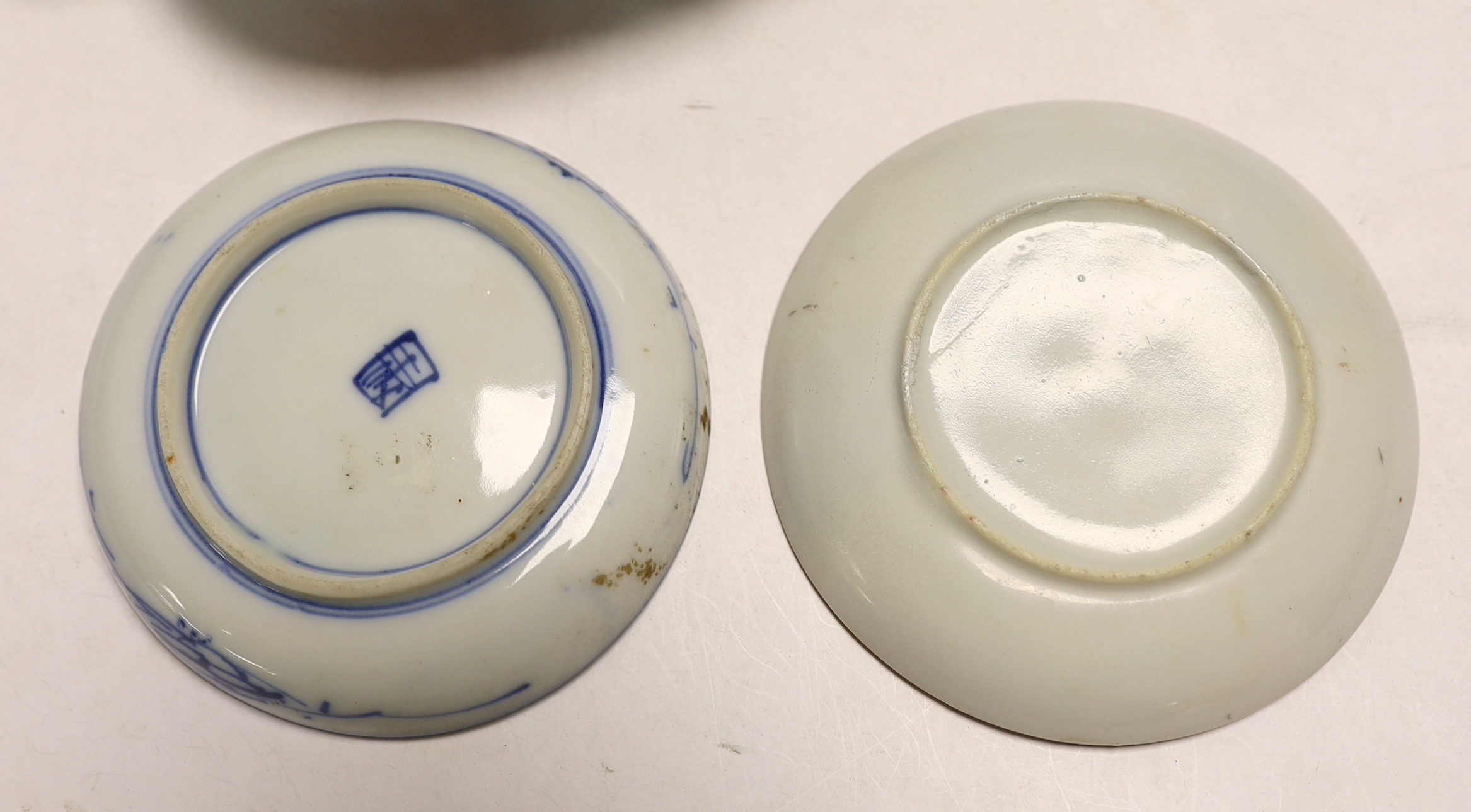 Three Chinese porcelain dishes, largest 18cm wide